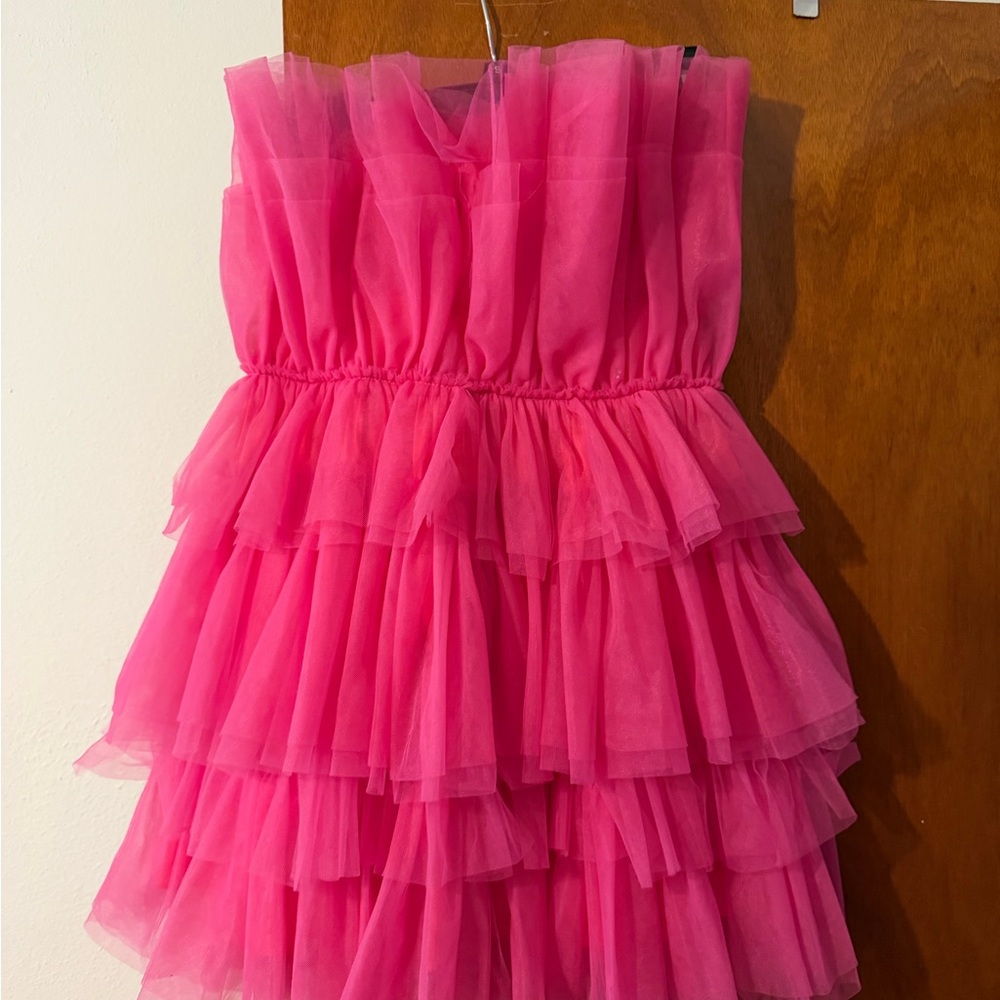 Pink Ruffled Tulle Dress - Picture 2 of 2
